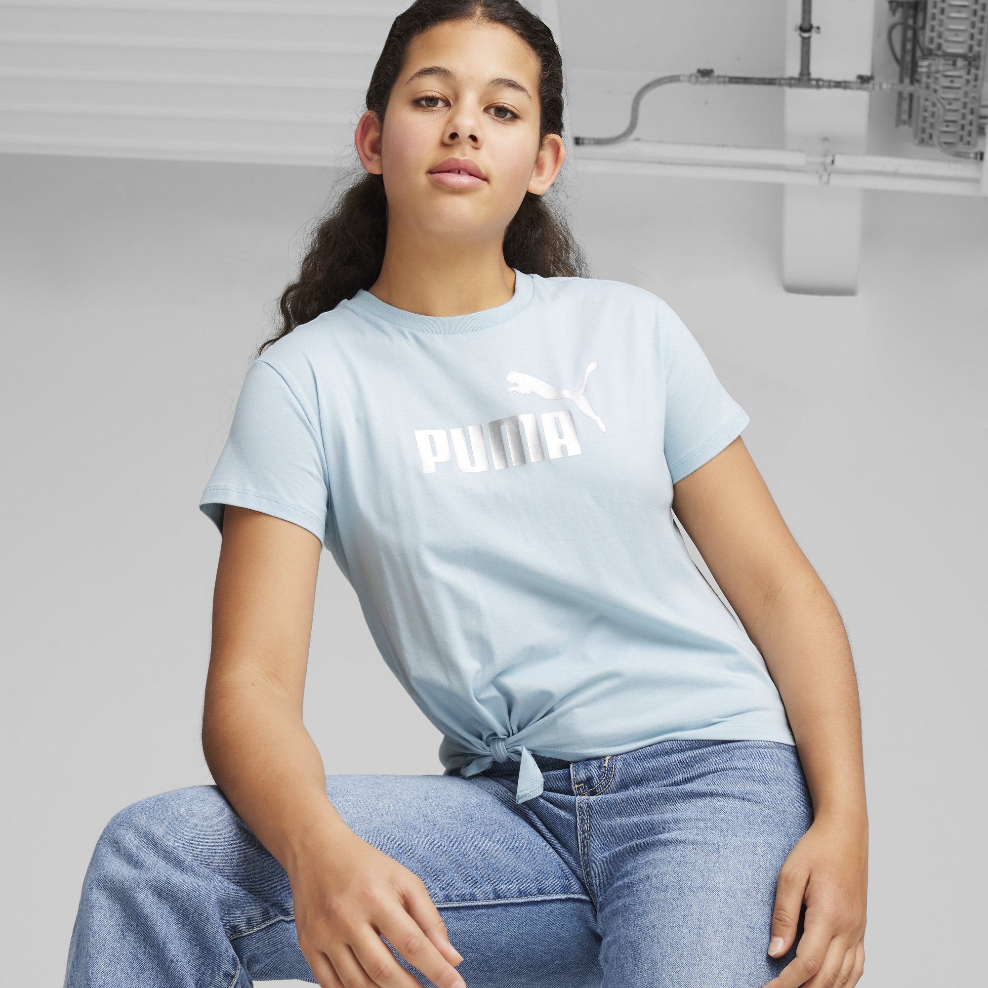 PUMA 大童基本系列ESS+扭結短袖T恤