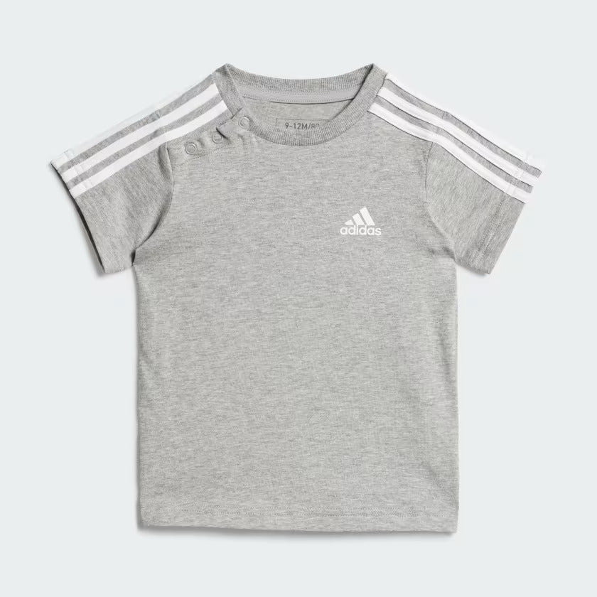 adidas 嬰童純棉線條短袖套裝